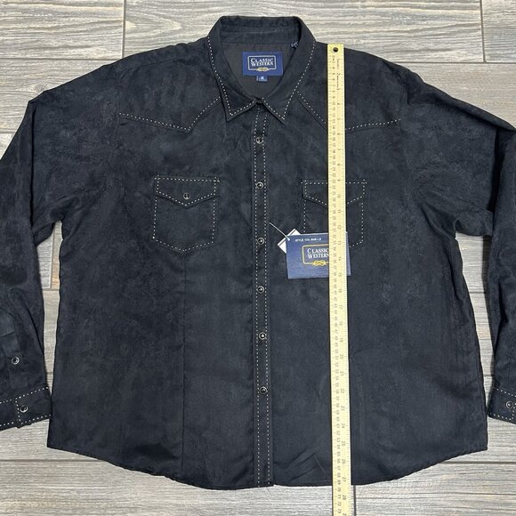 NWT Classic Western Shirt Women's Plus Size 1X Black Pearl Snap Rodeo Faux Suede - Picture 12 of 16